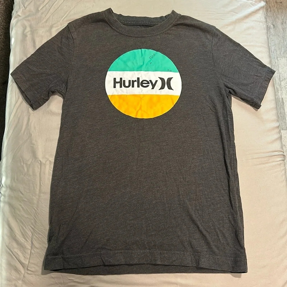Hurley Boys Gray Graphic Print‎ Short Sleeve T-Shirt Medium